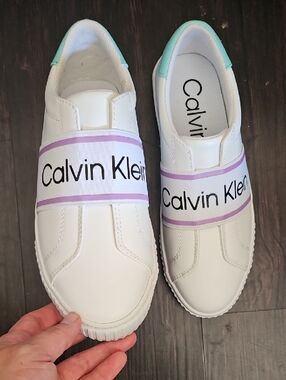 Calvin Klein White Sneakers with Purple Accent